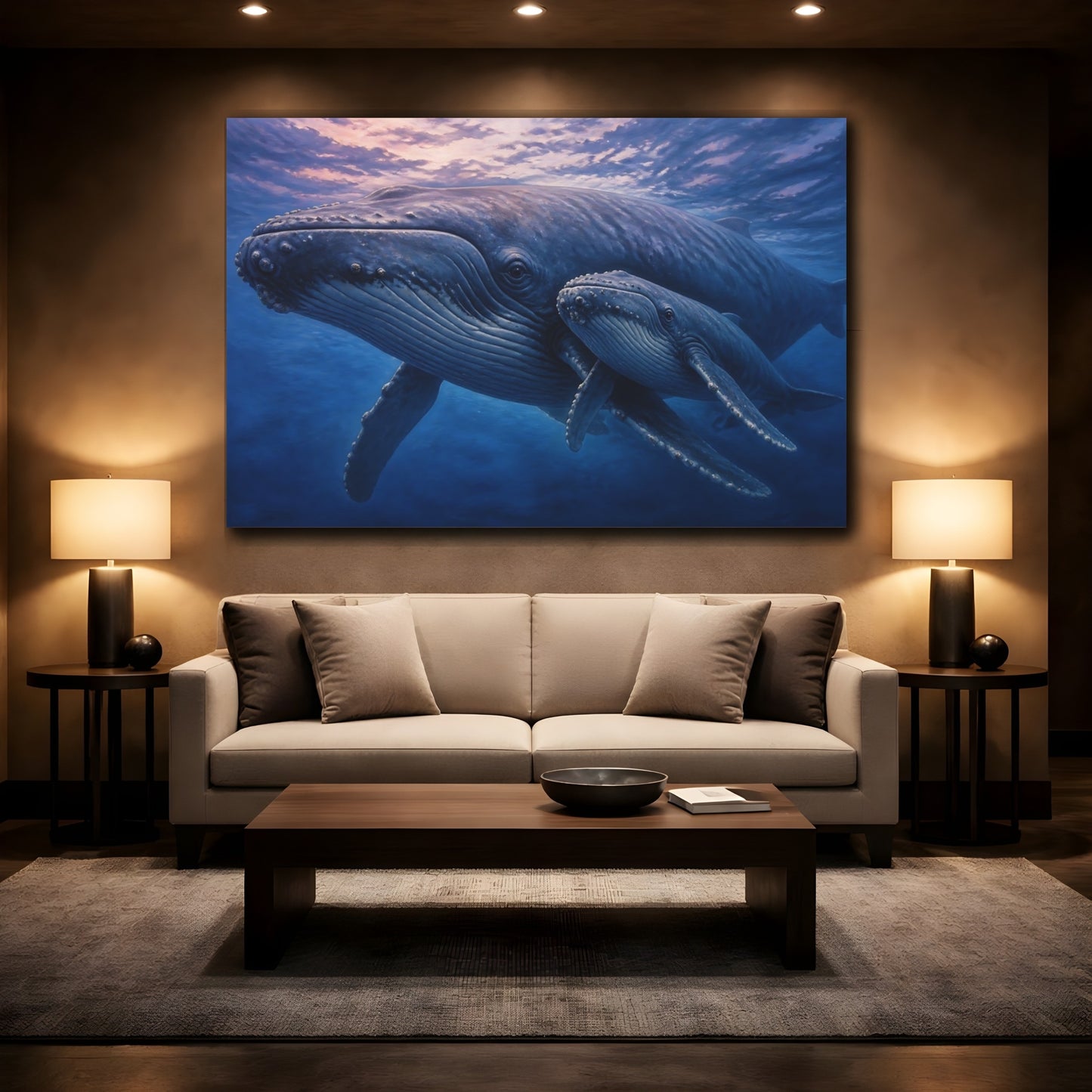 Mockup 2. Animals Humpback Whale With Calf shown as canvas print
