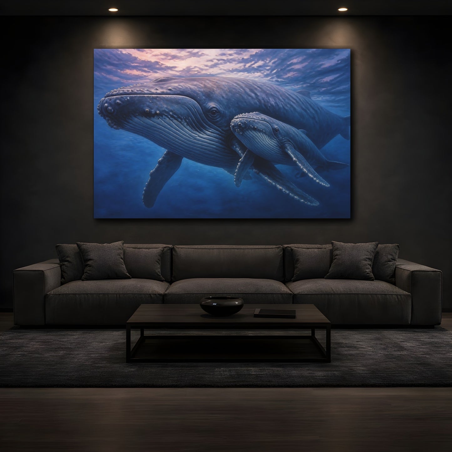 Mockup 3. Animals Humpback Whale With Calf shown as canvas print