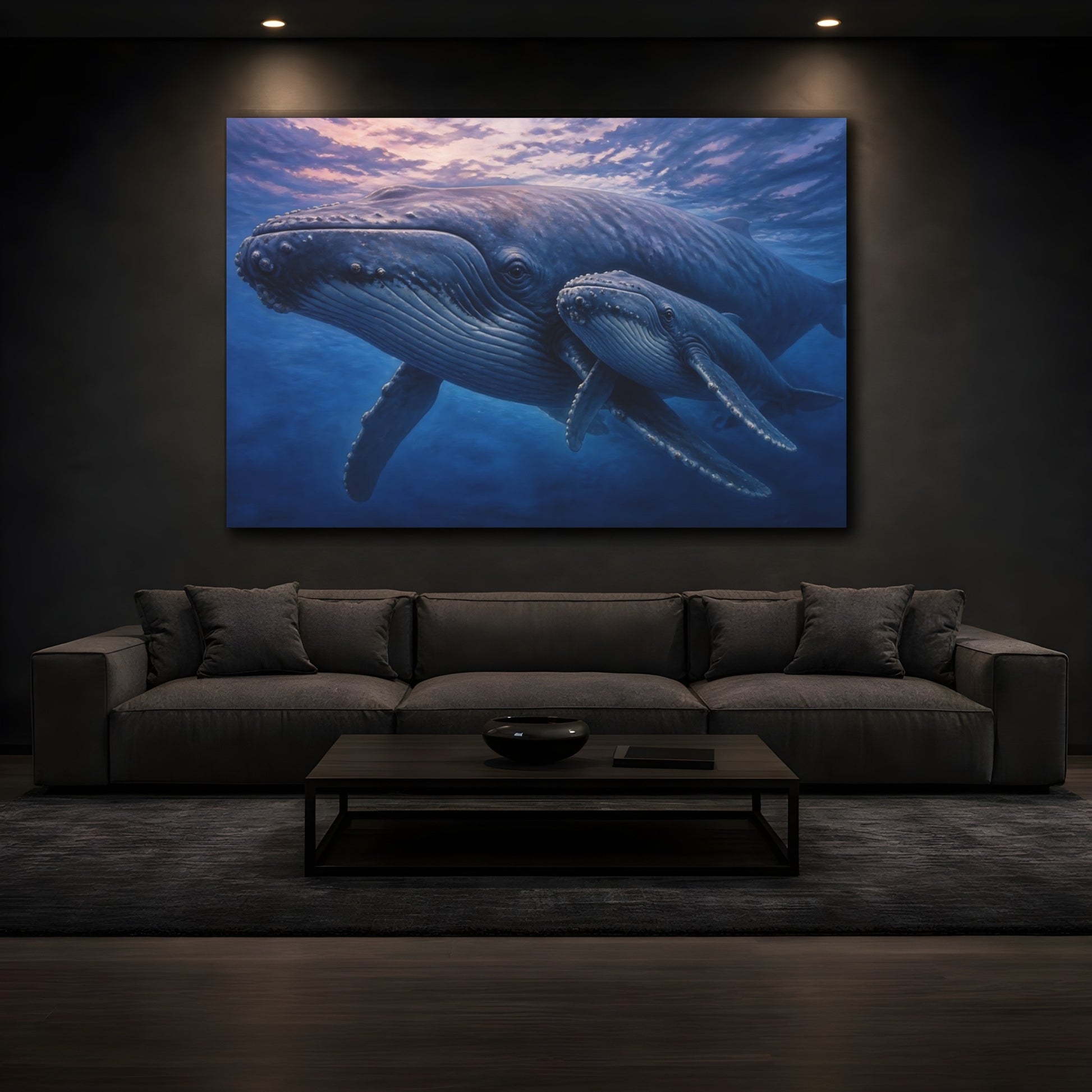 Mockup 3. Animals Humpback Whale With Calf shown as canvas print