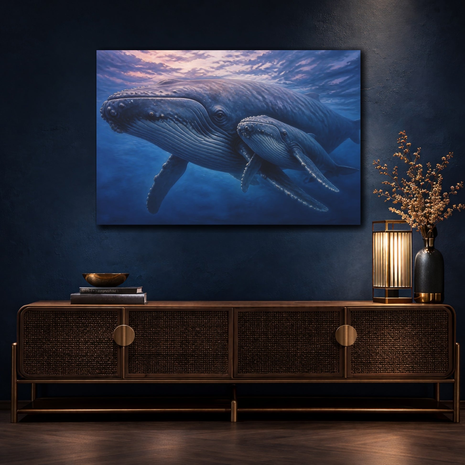 Mockup 4. Animals Humpback Whale With Calf shown as canvas print