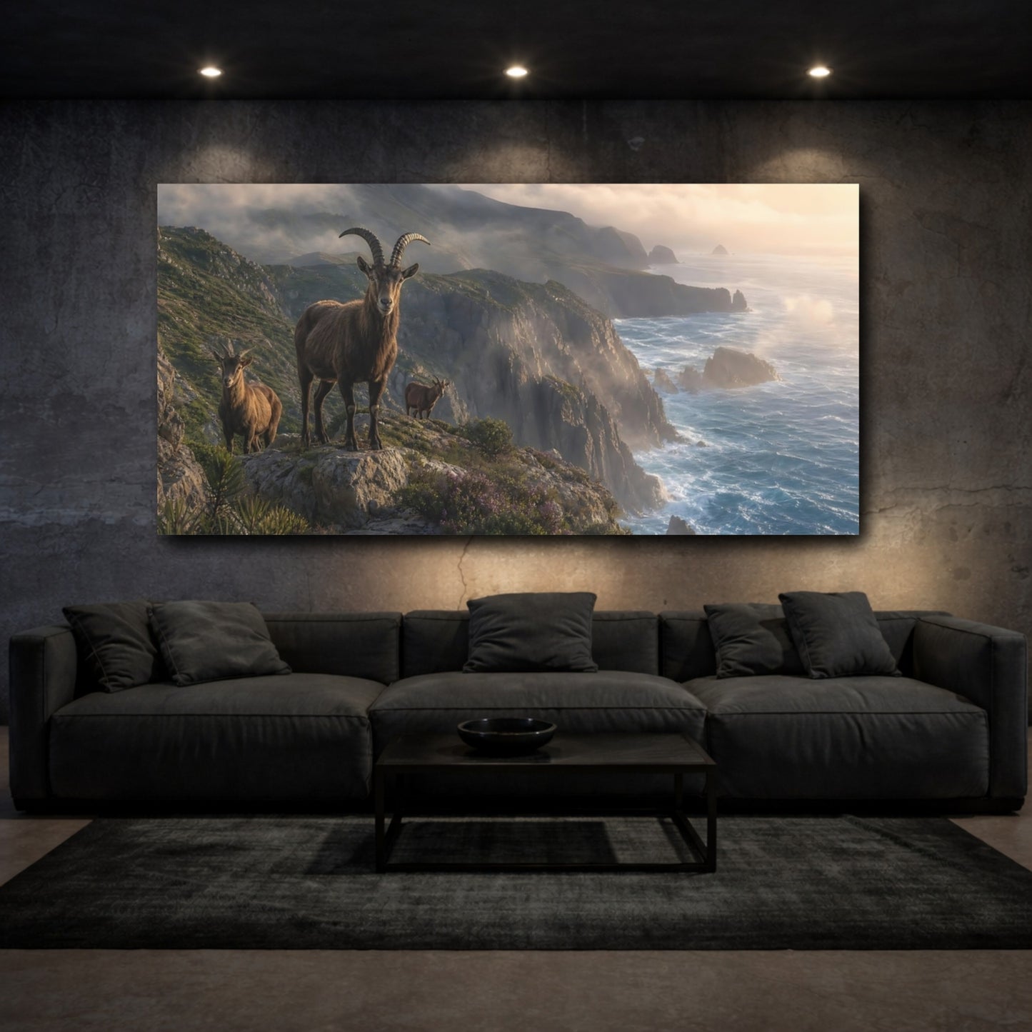 Mockup 2. Animals Ibex Coastal Ibex shown as stretched canvas wall art
