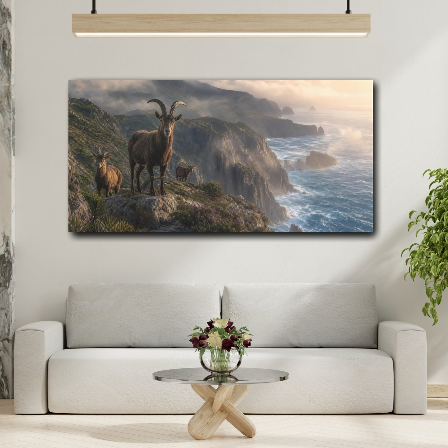Mockup 3. Animals Ibex Coastal Ibex shown as stretched canvas wall art
