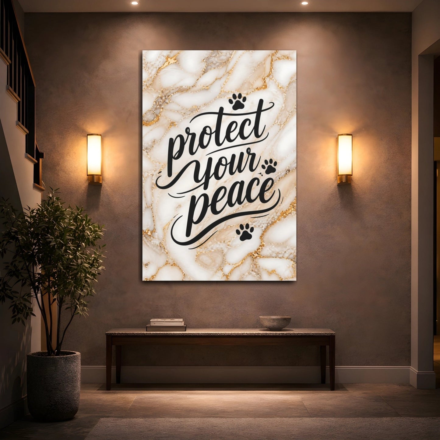 Animals Inspirational Quote Gold Marble Canvas Print – Modern Decor for Living Room, Above Fireplace - YesArtYes
