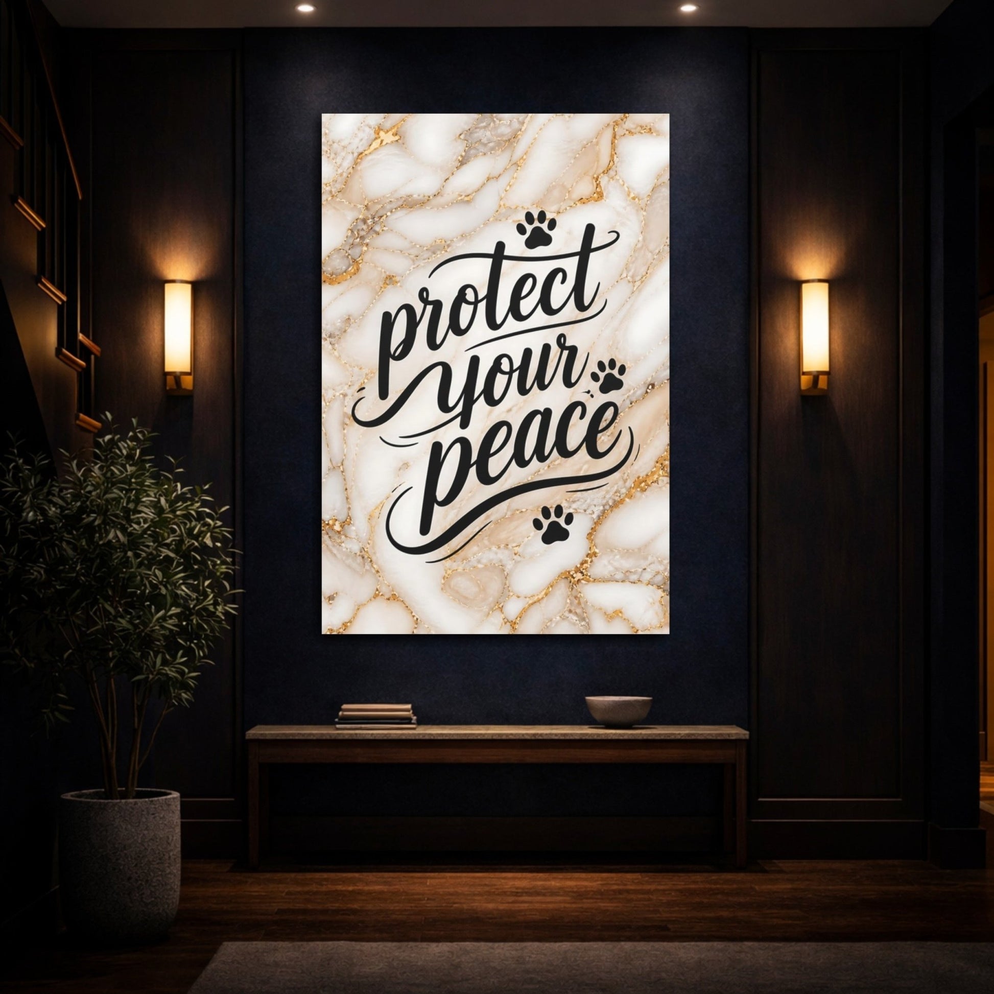 Animals Inspirational Quote Gold Marble Canvas Print – Modern Decor for Living Room, Above Fireplace - YesArtYes