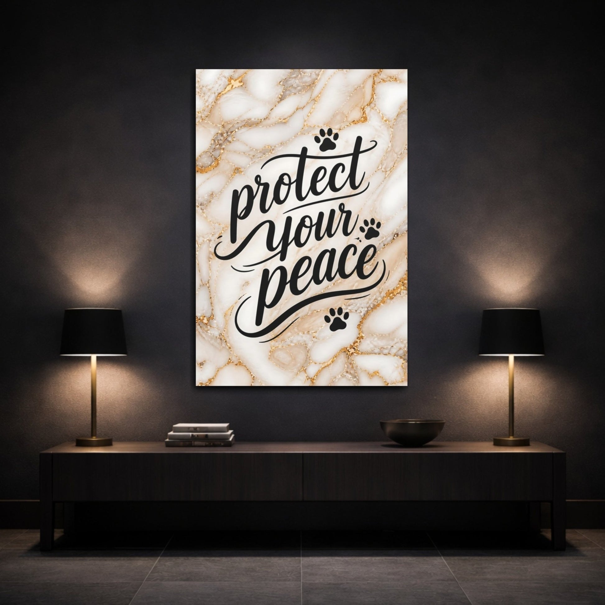 Animals Inspirational Quote Gold Marble Canvas Print – Modern Decor for Living Room, Above Fireplace - YesArtYes