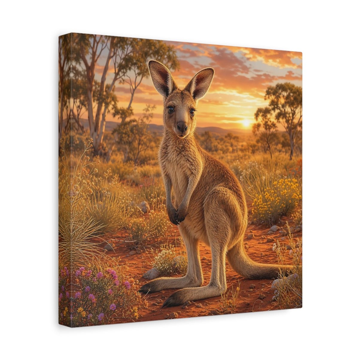 Animals Kangaroo Sunset Canvas Print Wall Art – Living Room Decor, Above Sofa - YesArtYes