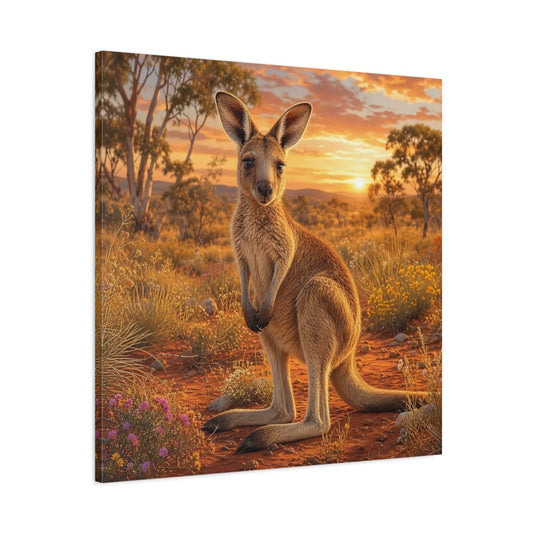 Animals Kangaroo Sunset Canvas Print Wall Art – Living Room Decor, Above Sofa - YesArtYes