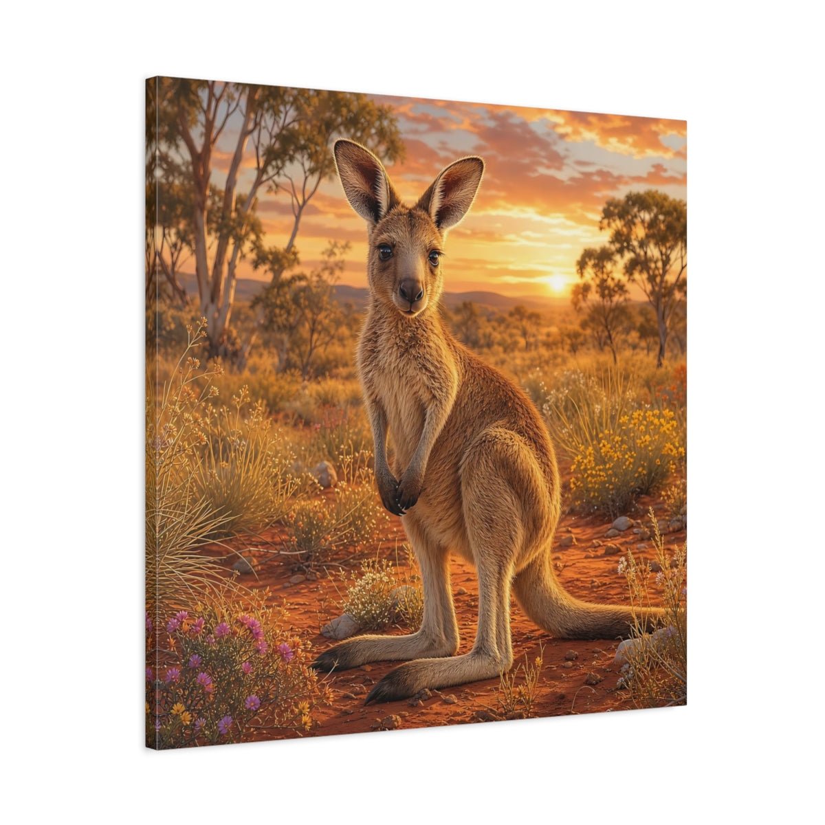 Animals Kangaroo Sunset Canvas Print Wall Art – Living Room Decor, Above Sofa - YesArtYes