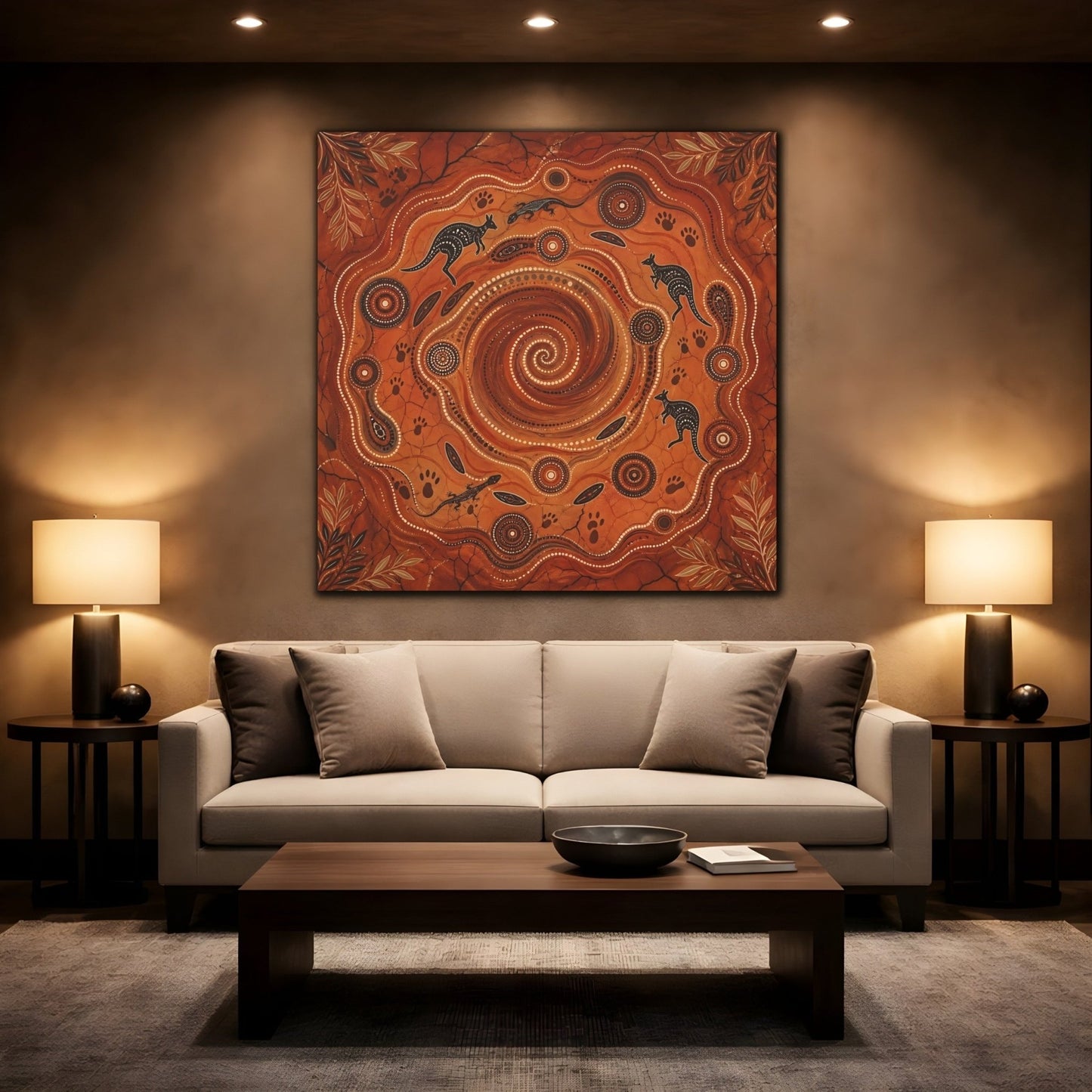 Animals Kangaroos Lizards Orange And Brown Canvas Print Wall Art – Living Room Decor, Above Couch - YesArtYes