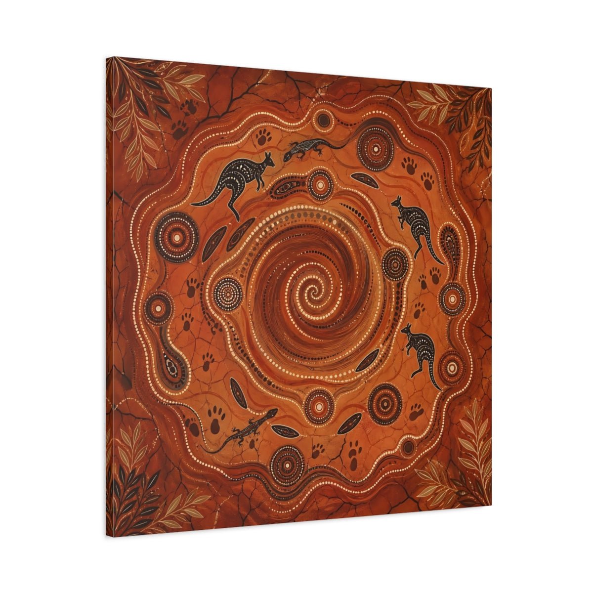 Animals Kangaroos Lizards Orange And Brown Canvas Print Wall Art – Living Room Decor, Above Couch - YesArtYes