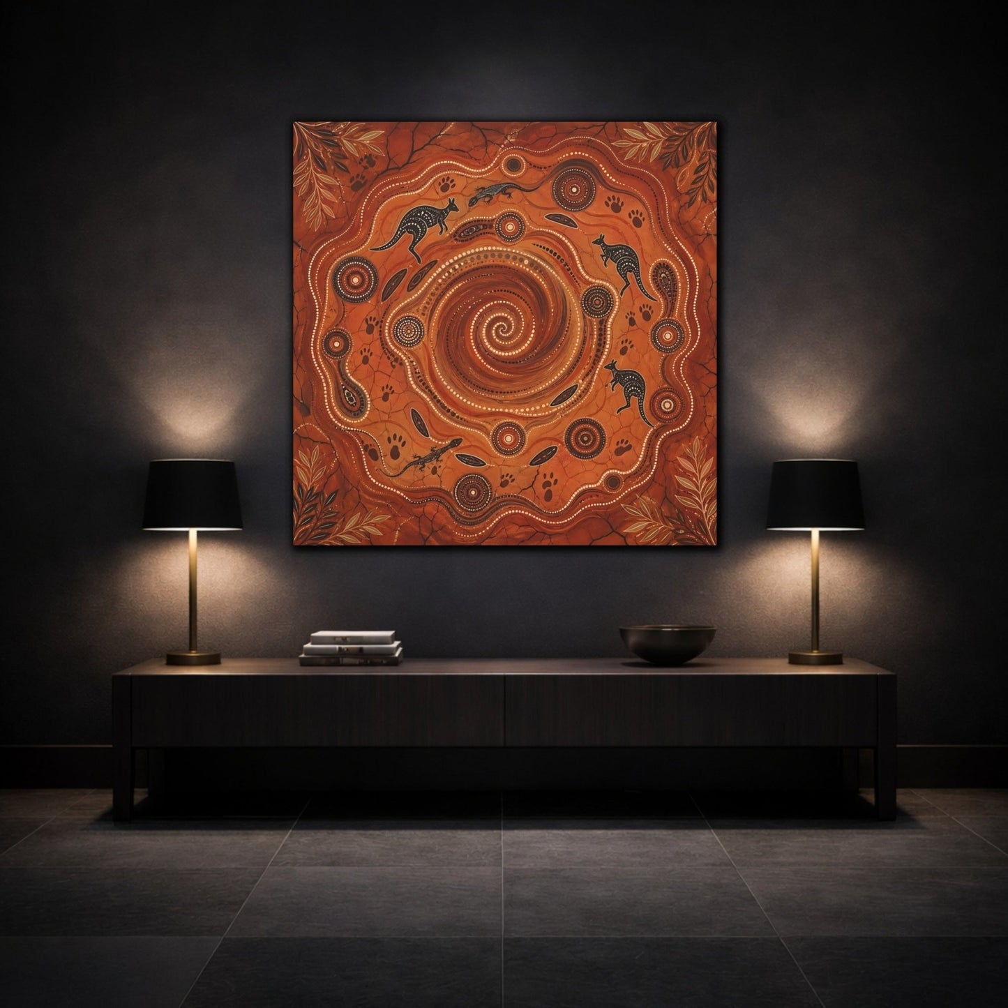 Animals Kangaroos Lizards Orange And Brown Canvas Print Wall Art – Living Room Decor, Above Couch - YesArtYes