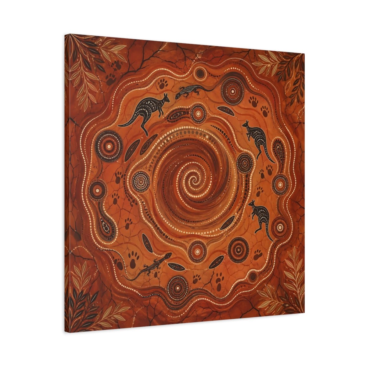 Animals Kangaroos Lizards Orange And Brown Canvas Print Wall Art – Living Room Decor, Above Couch - YesArtYes