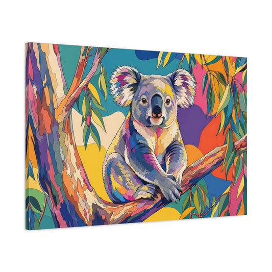 Main Mockup. Animals Koala Rainbow Koala shown as stretched canvas wall art