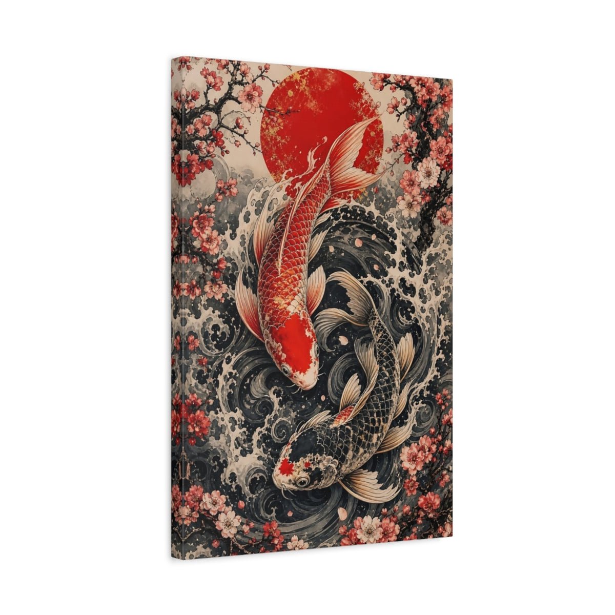Animals Koi Fish Red And Black Canvas Wall Art Print – Living Room Decor, Above Fireplace - YesArtYes