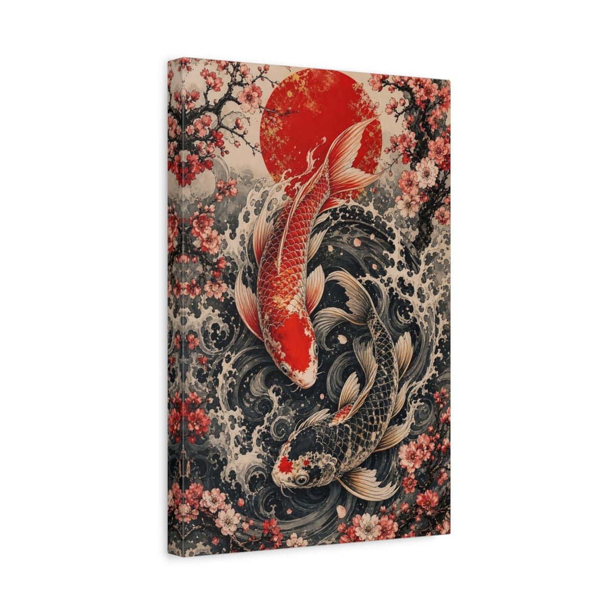 Animals Koi Fish Red And Black Canvas Wall Art Print – Living Room Decor, Above Fireplace - YesArtYes