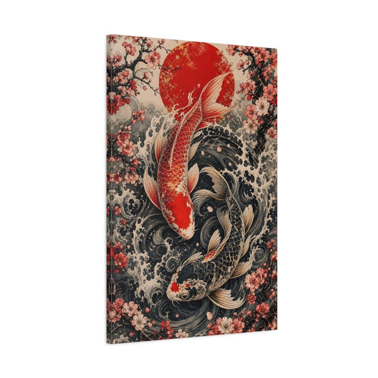 Animals Koi Fish Red And Black Canvas Wall Art Print – Living Room Decor, Above Fireplace - YesArtYes