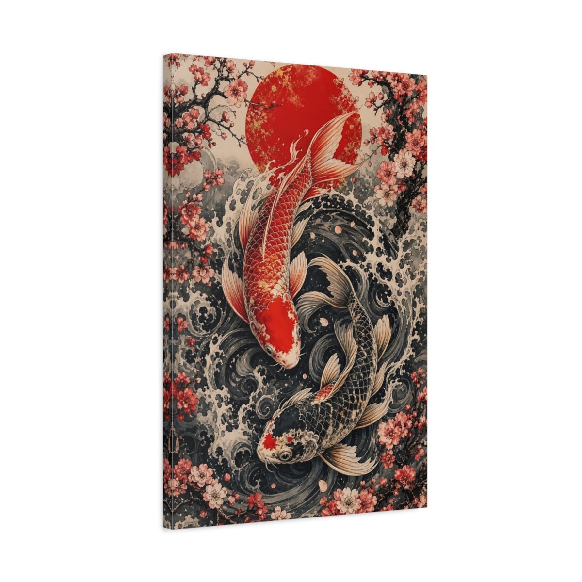 Animals Koi Fish Red And Black Canvas Wall Art Print – Living Room Decor, Above Fireplace - YesArtYes