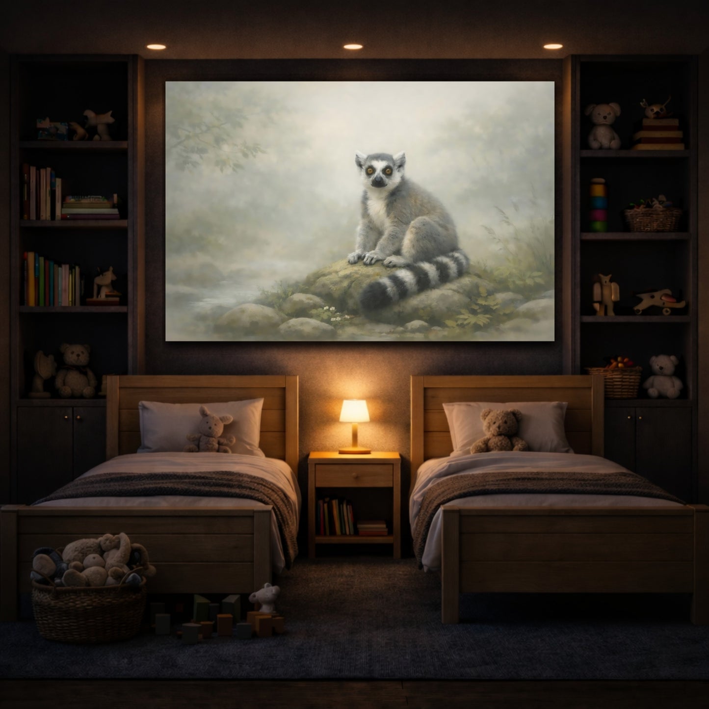 Animals Lemur Grey Lemur shown as front canvas room wall art