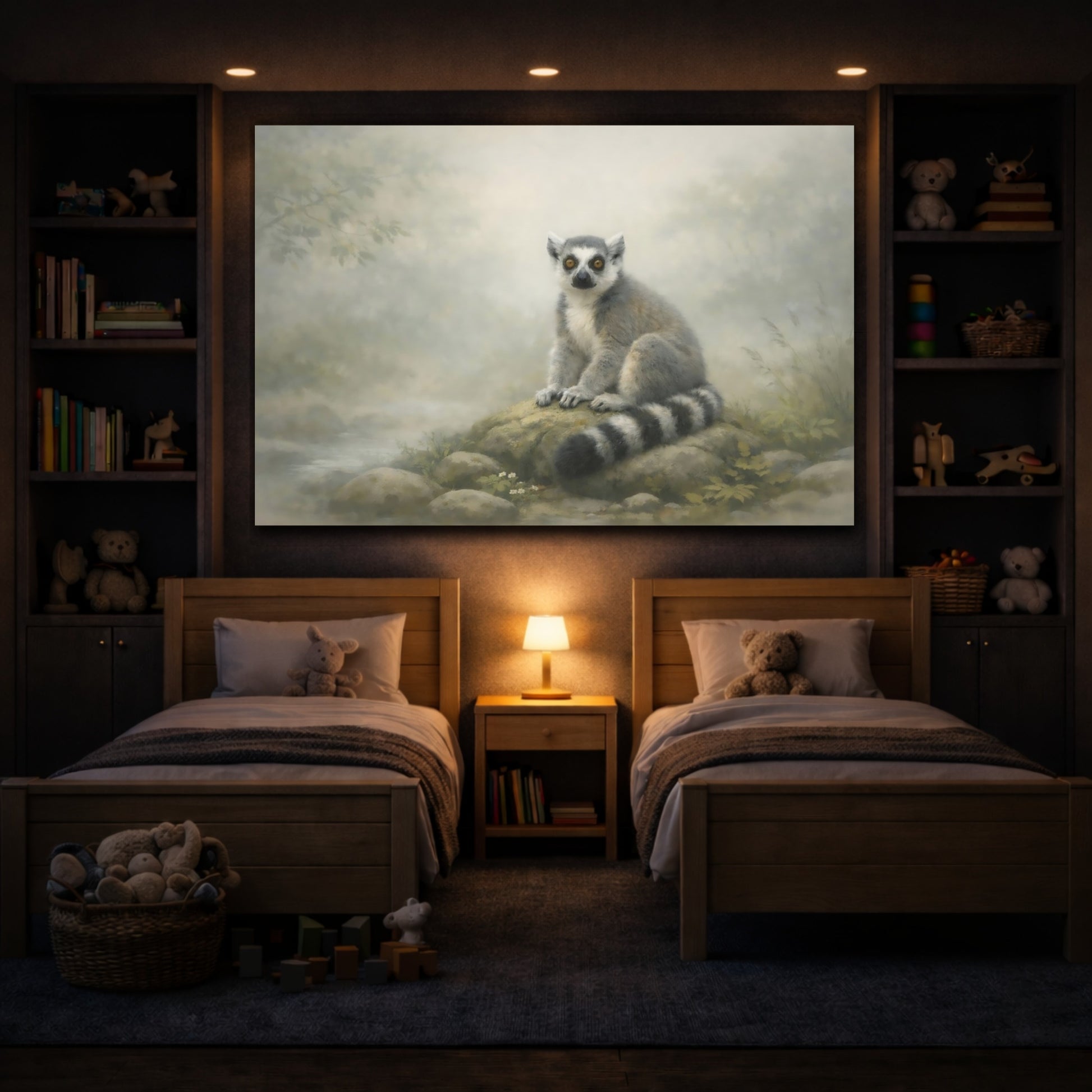 Animals Lemur Grey Lemur shown as front canvas room wall art