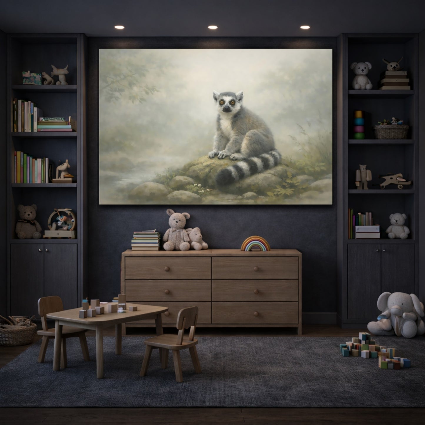 Animals Lemur Grey Lemur shown as front canvas room wall art