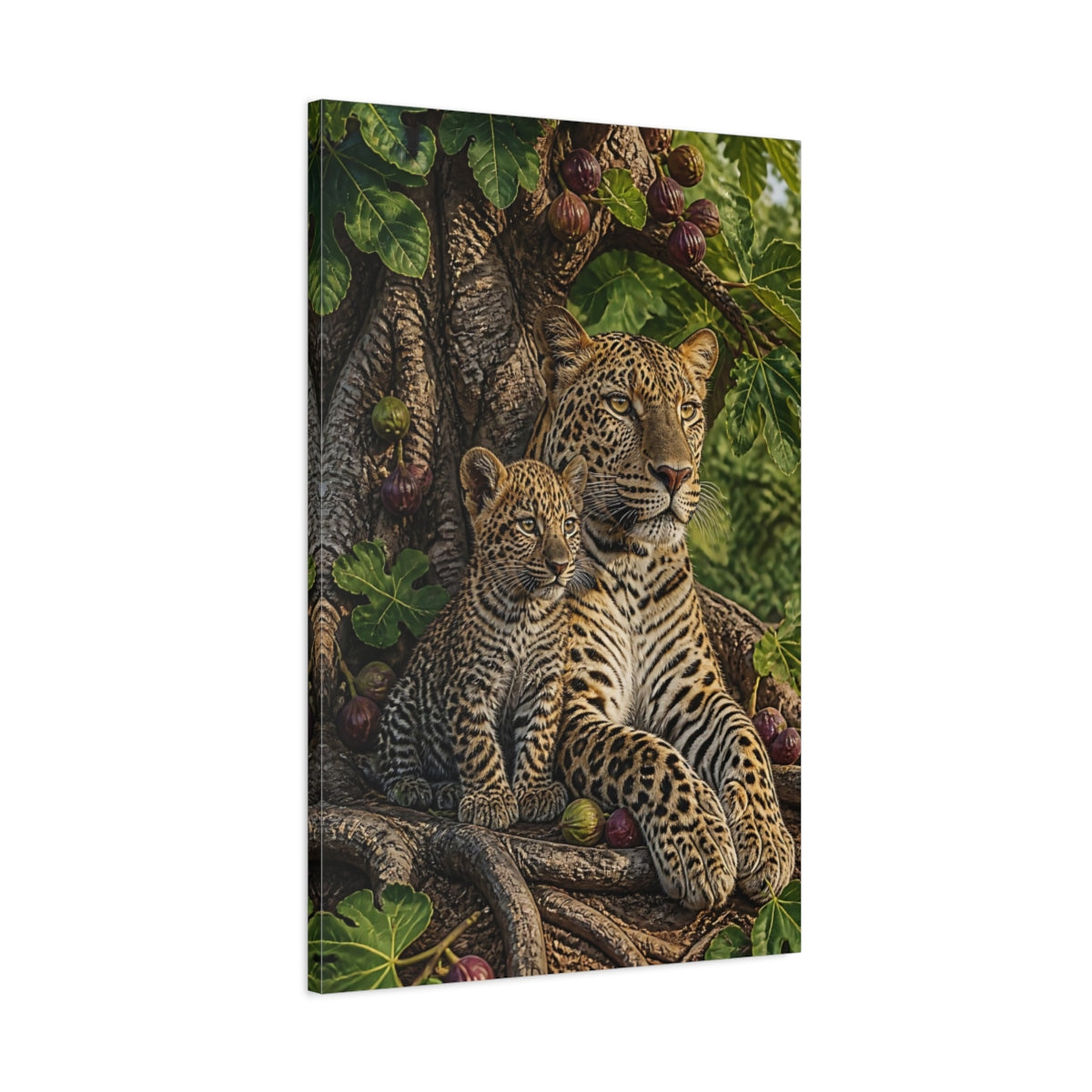 Main Mockup. Animals Leopard And Cub By Fig shown as canvas print