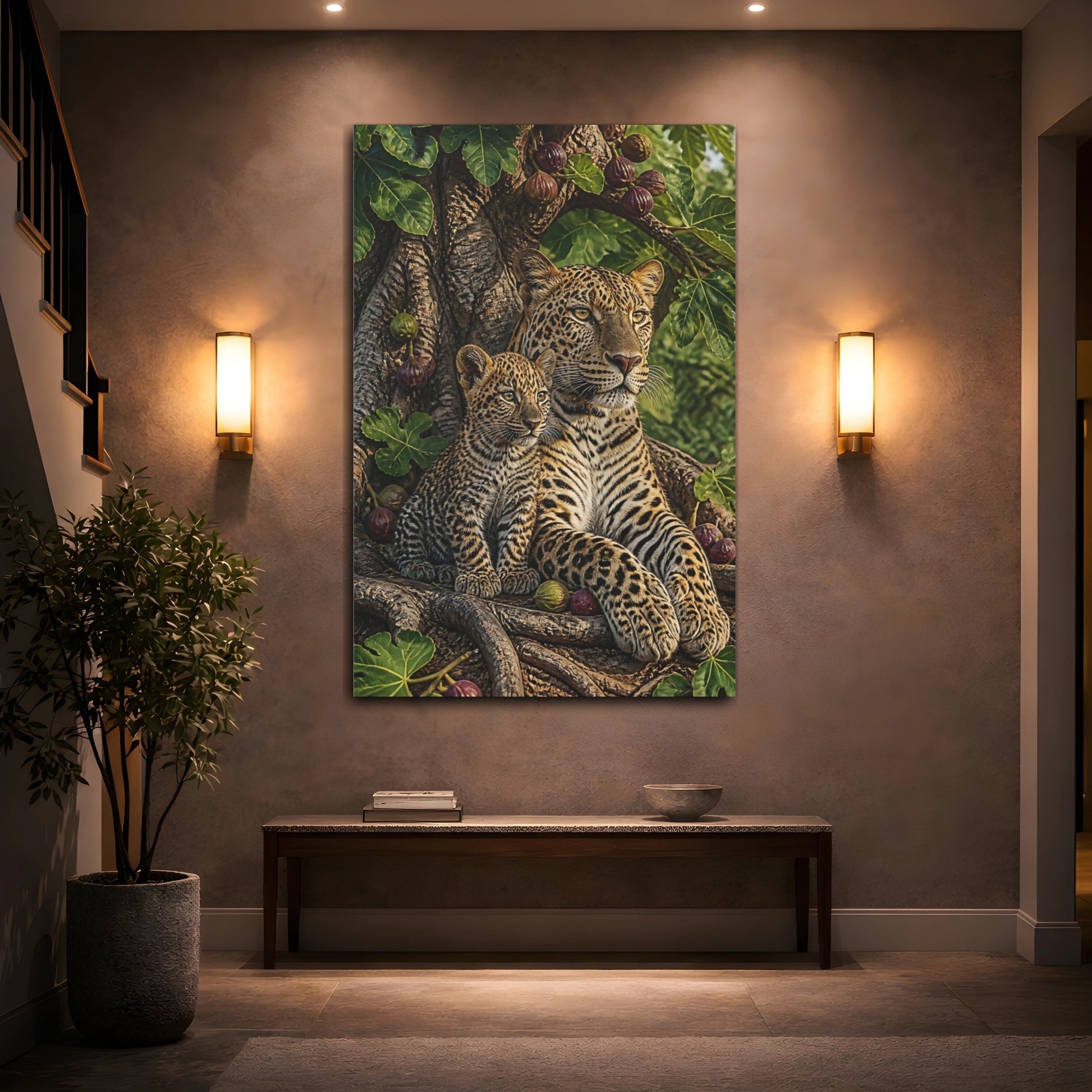 Mockup 2. Animals Leopard And Cub By Fig shown as canvas print