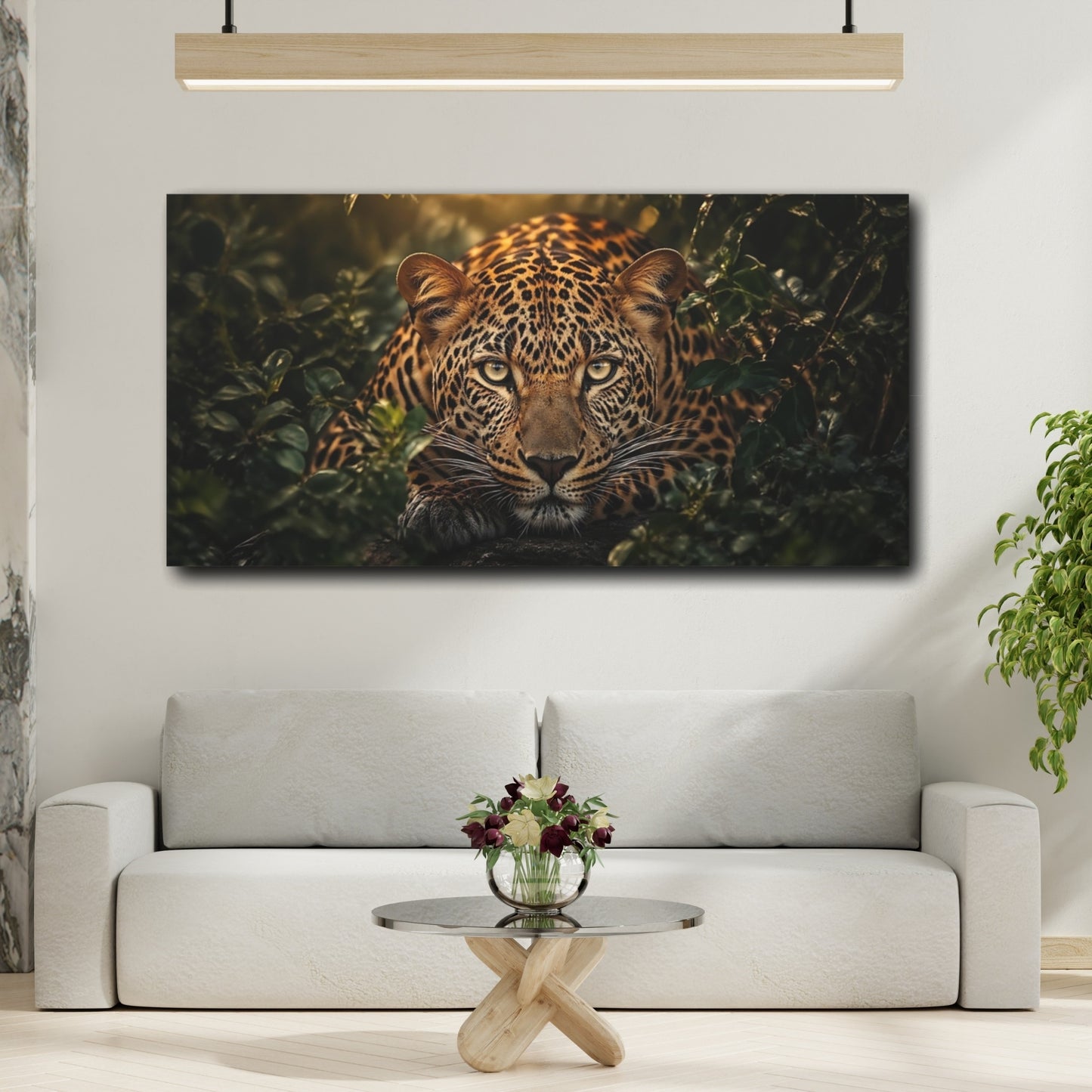 Mockup 3. Animals Leopard Leopard Jungle shown as stretched canvas wall art