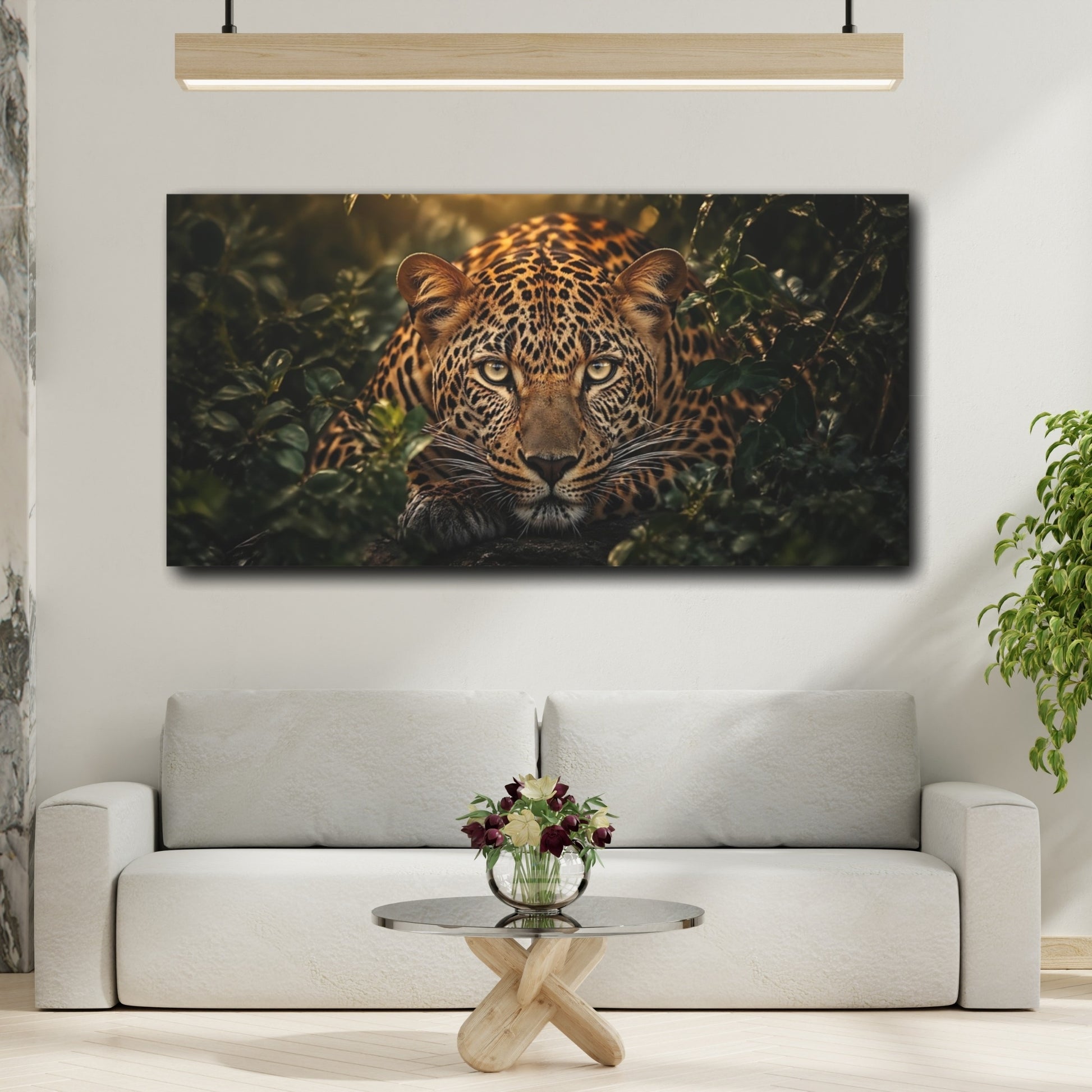Mockup 3. Animals Leopard Leopard Jungle shown as stretched canvas wall art
