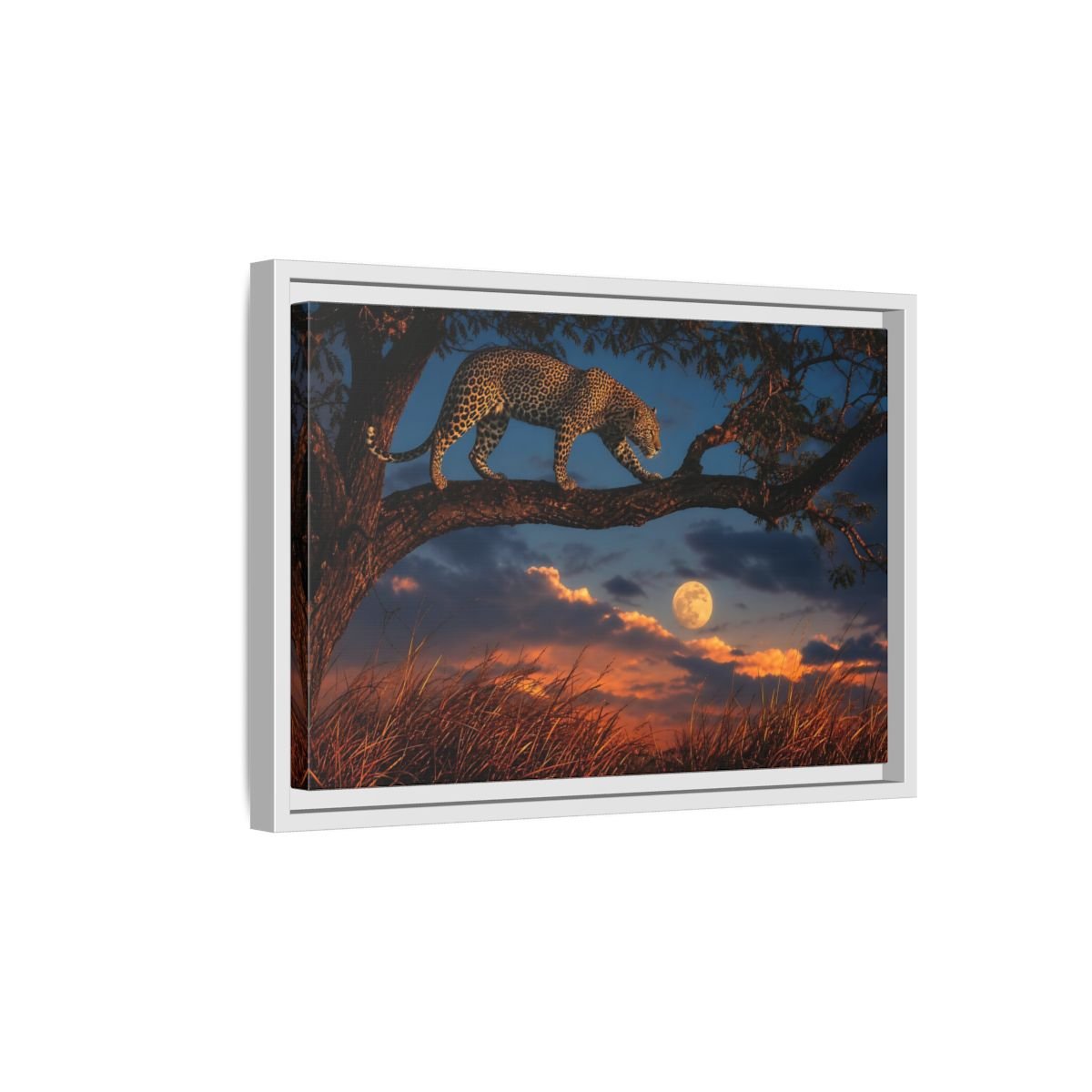 Animals Leopard Sunset Framed Canvas Wall Art Print – Living Room Decor, Large - YesArtYes