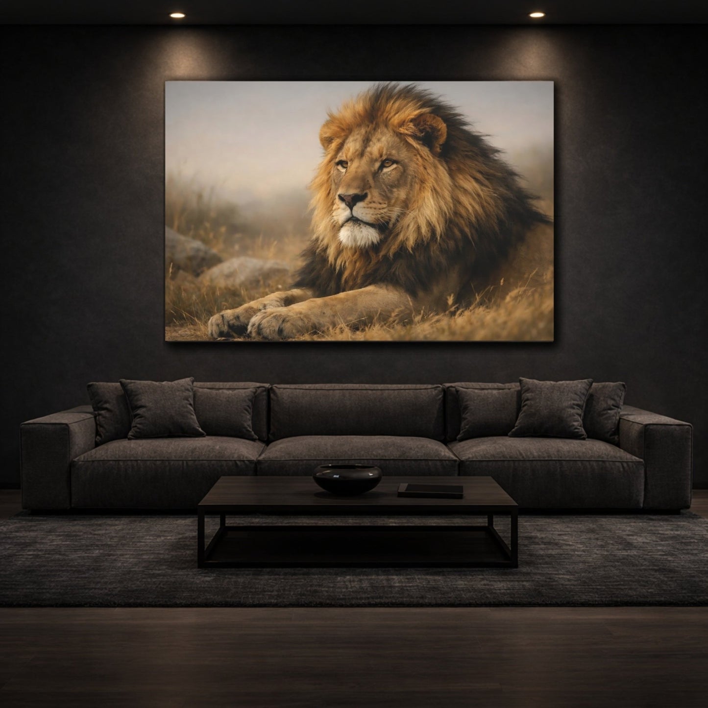 Animals Lion Brown And Gold - Canvas Wall Art Print - YesArtYes