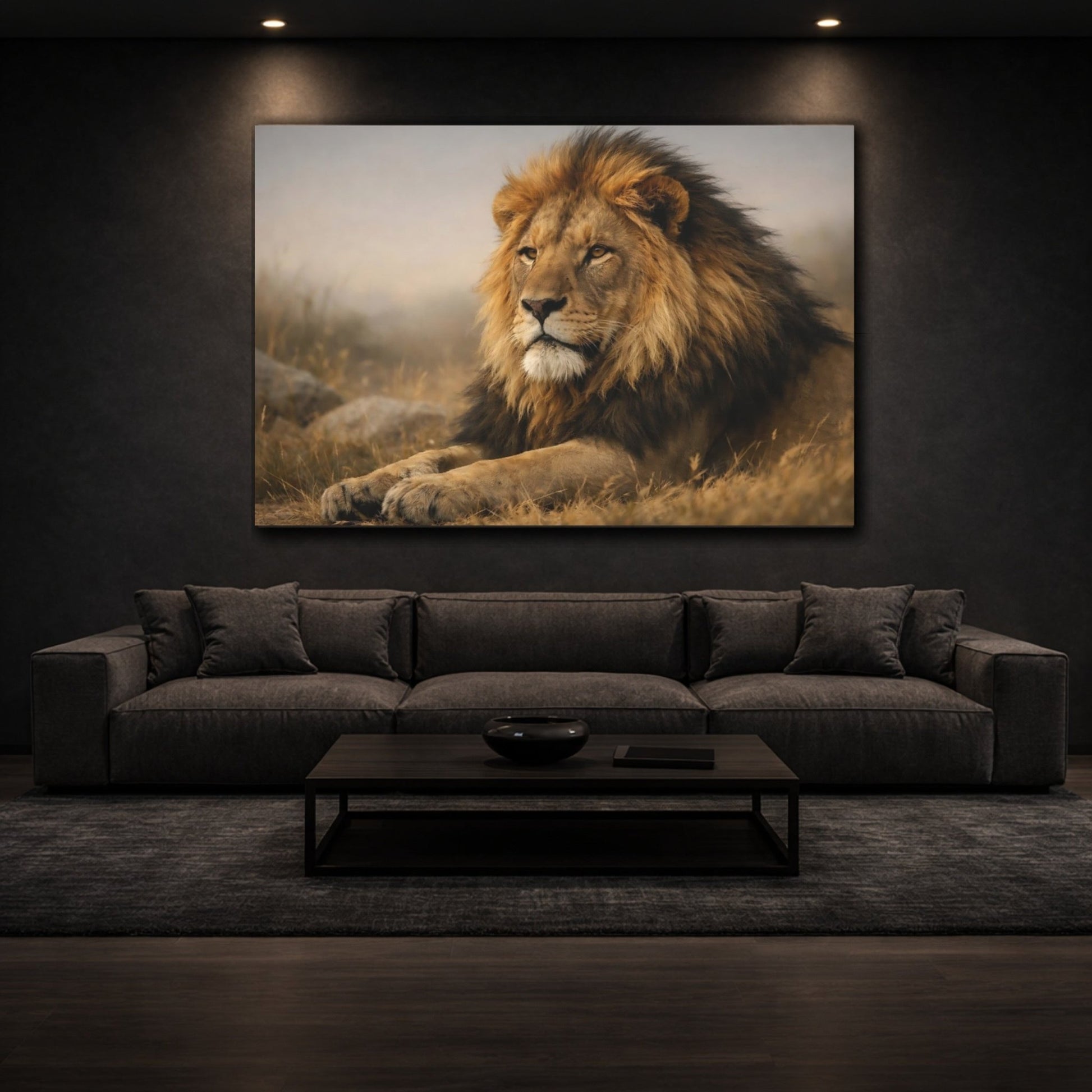 Animals Lion Brown And Gold - Canvas Wall Art Print - YesArtYes
