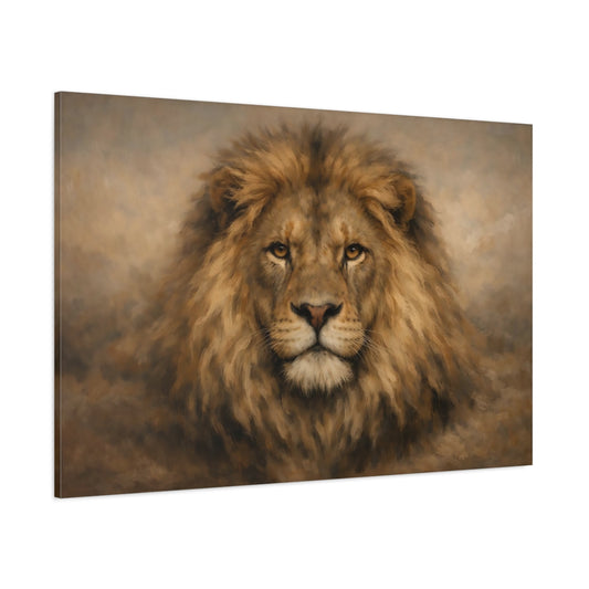 Main Mockup. Animals Lion Brown Lion shown as stretched canvas wall art