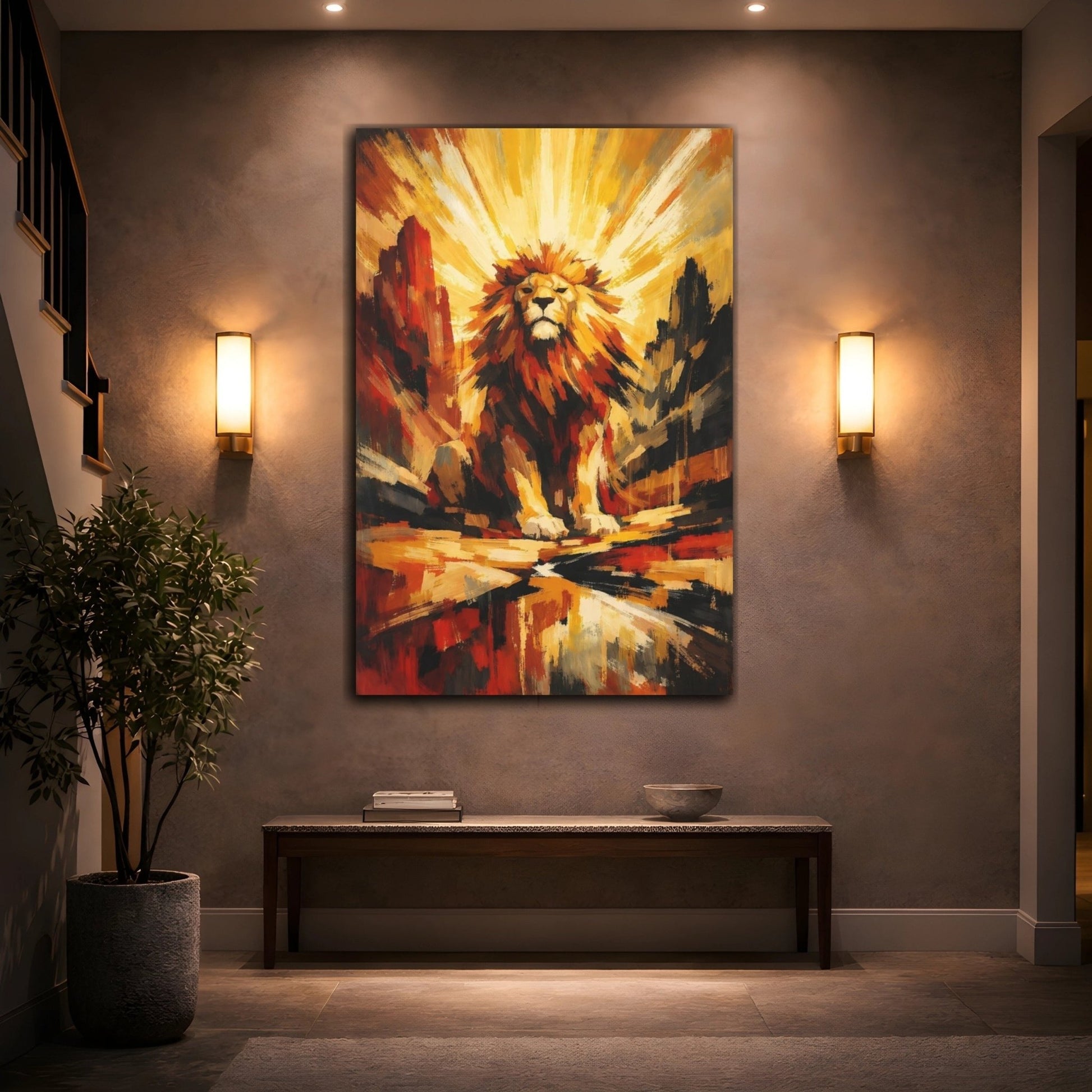 Animals Lion Golden - Canvas Wall Art Print - YesArtYes