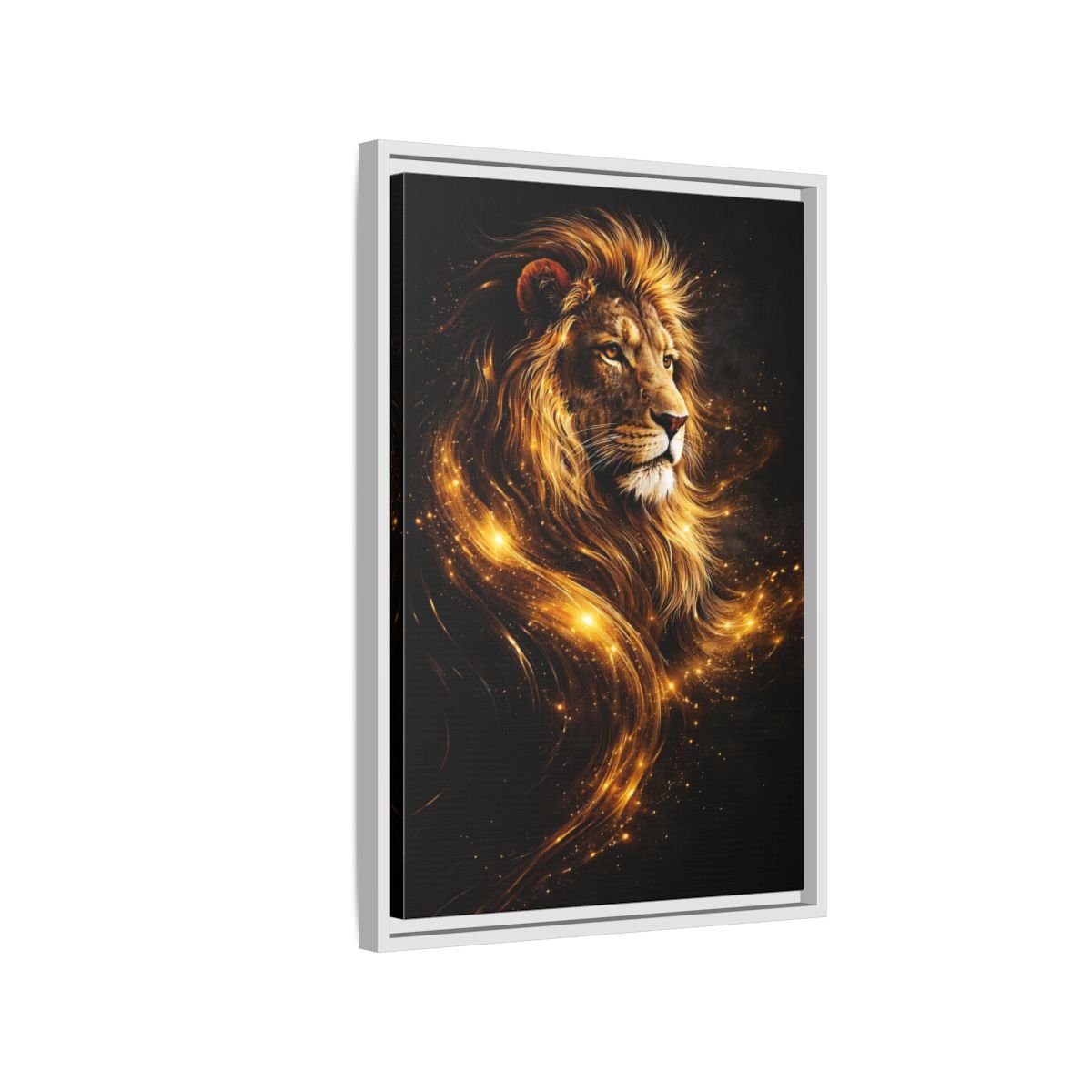 Animals Lion Golden - Framed Canvas Wall Art Print - YesArtYes