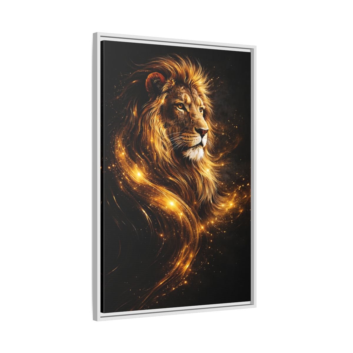 Animals Lion Golden - Framed Canvas Wall Art Print - YesArtYes