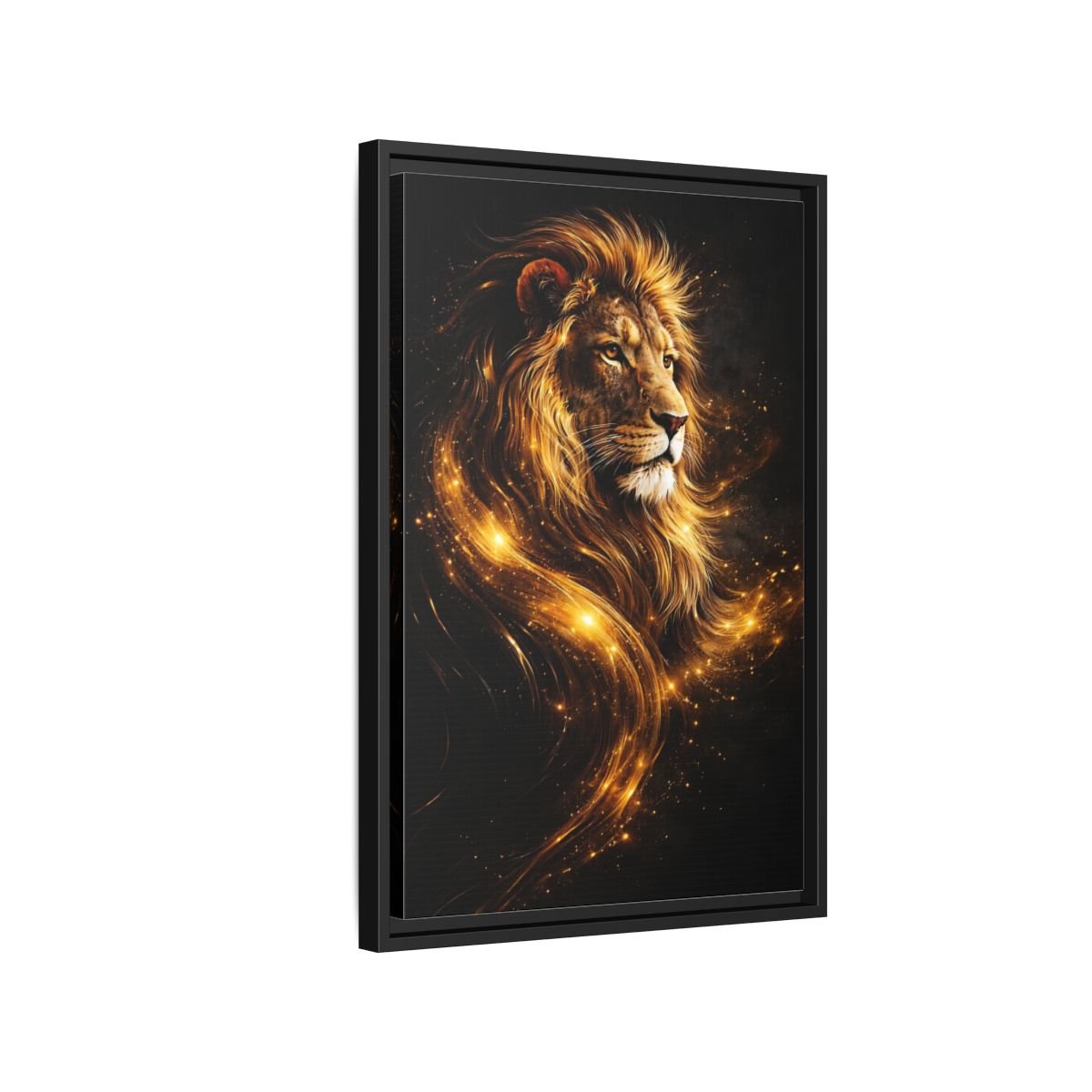 Animals Lion Golden - Framed Canvas Wall Art Print - YesArtYes