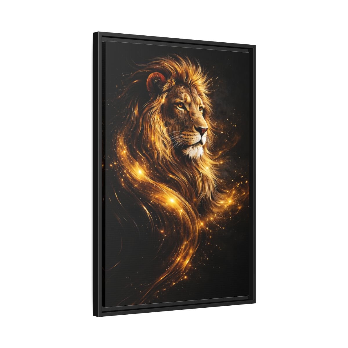Animals Lion Golden - Framed Canvas Wall Art Print - YesArtYes
