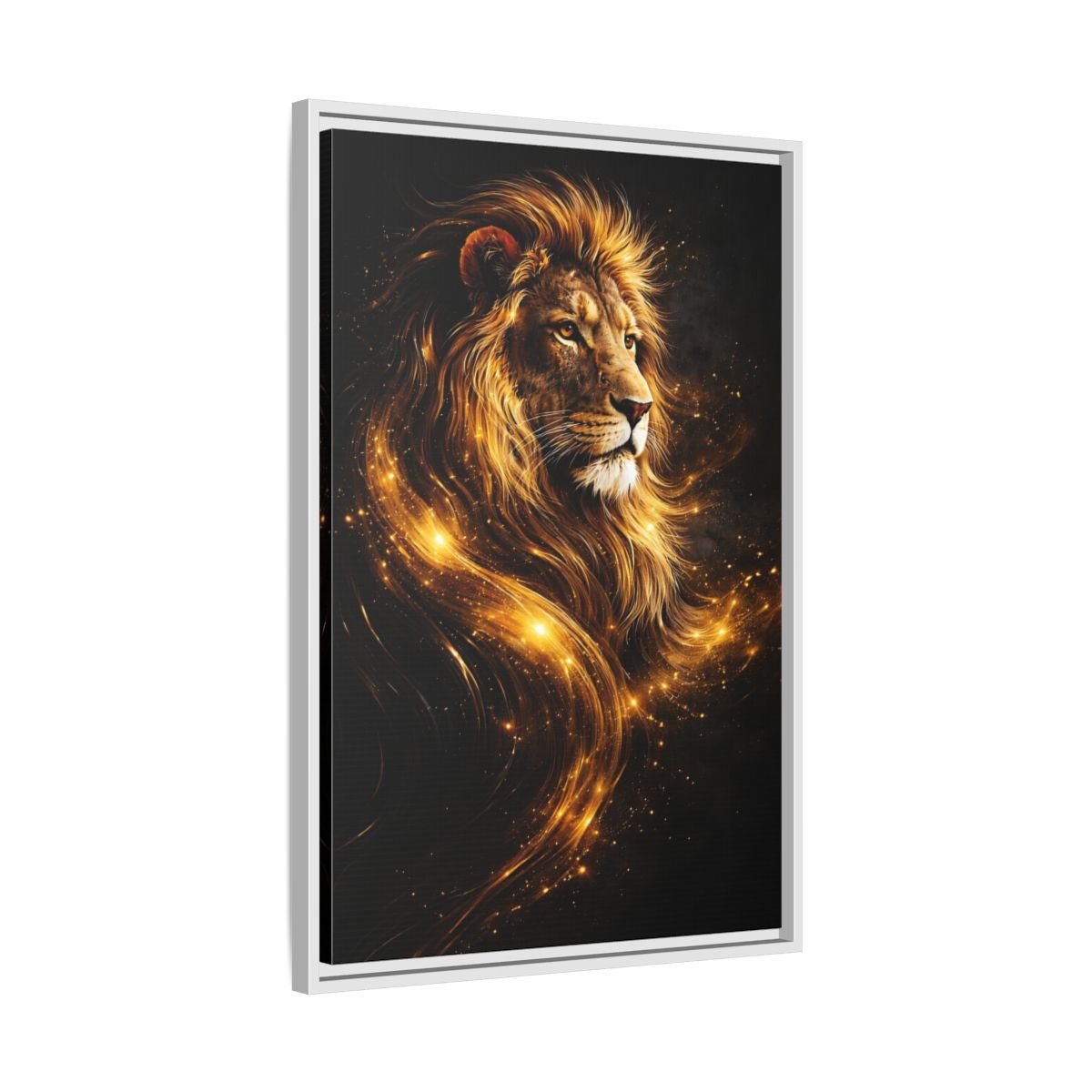 Animals Lion Golden - Framed Canvas Wall Art Print - YesArtYes