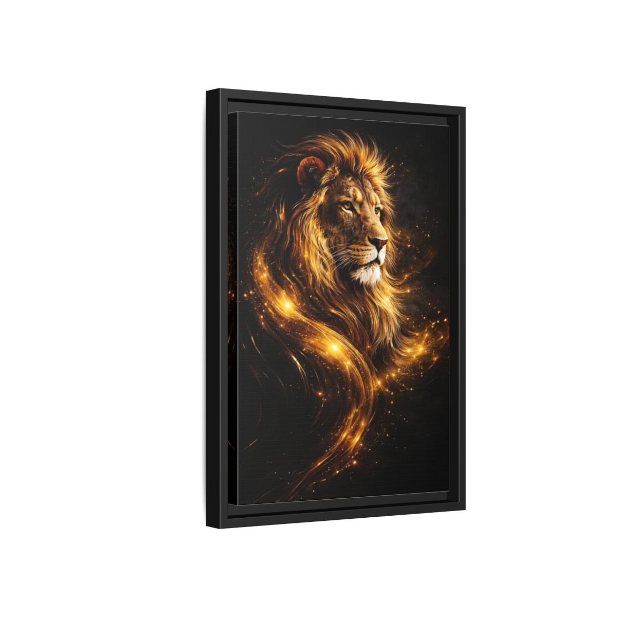 Animals Lion Golden - Framed Canvas Wall Art Print - YesArtYes