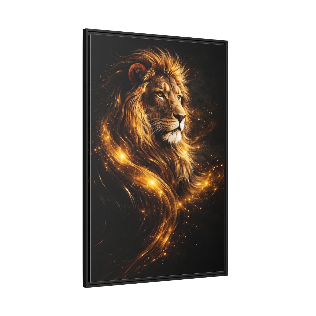 Animals Lion Golden - Framed Canvas Wall Art Print - YesArtYes