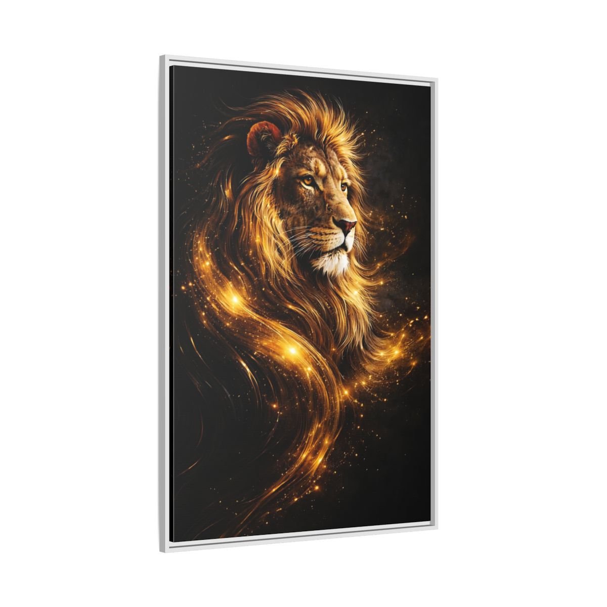 Animals Lion Golden - Framed Canvas Wall Art Print - YesArtYes