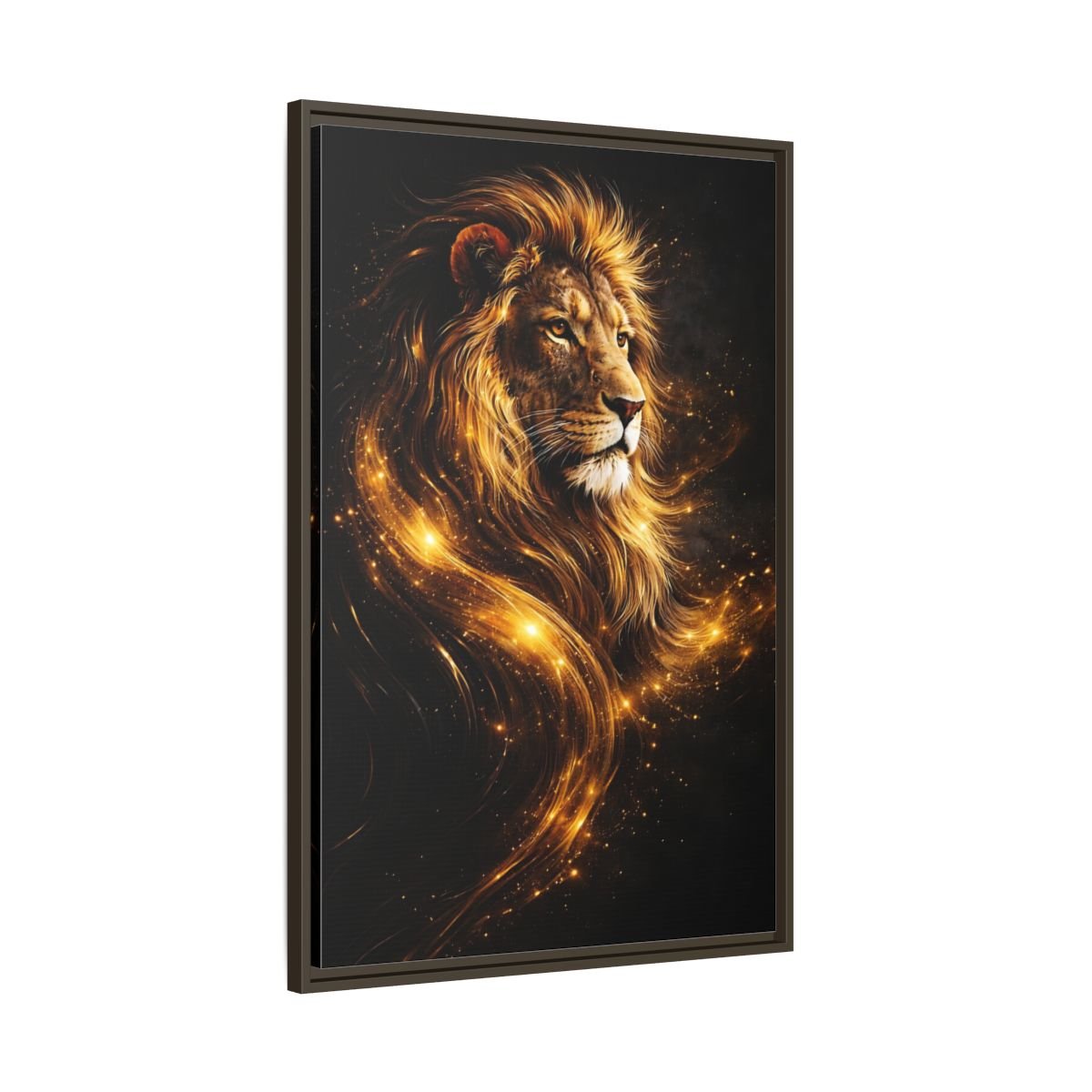 Animals Lion Golden - Framed Canvas Wall Art Print - YesArtYes