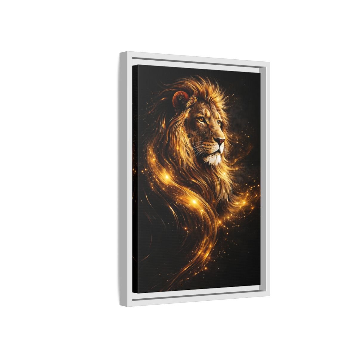 Animals Lion Golden - Framed Canvas Wall Art Print - YesArtYes