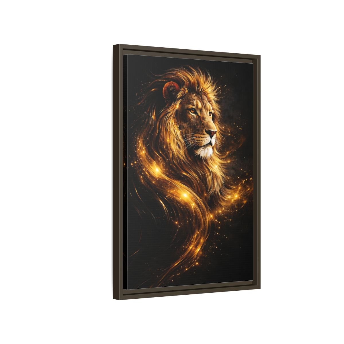 Animals Lion Golden - Framed Canvas Wall Art Print - YesArtYes