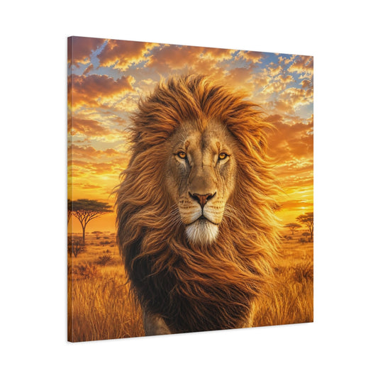Main Mockup. Animals Lion Golden Lion shown as stretched canvas wall art
