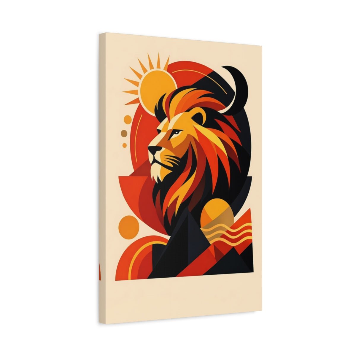 Animals Lion Orange Black - Canvas Wall Art Print - YesArtYes