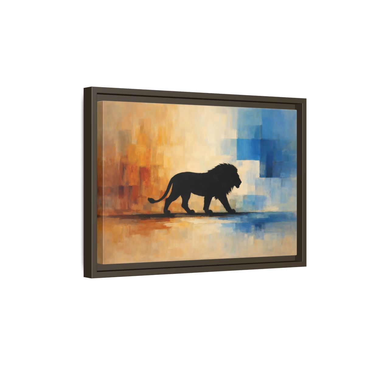Side Mockup 5. Animals Lion Silhouette Abstract Lion Art shown as stretched canvas wall art