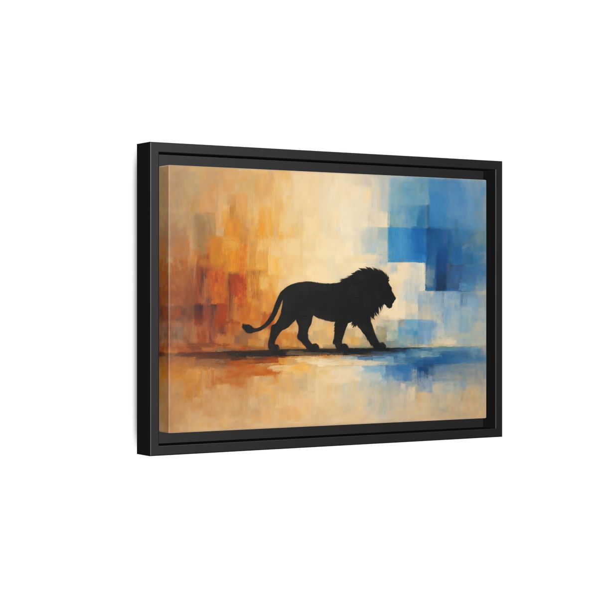 Side Mockup 6. Animals Lion Silhouette Abstract Lion Art shown as stretched canvas wall art