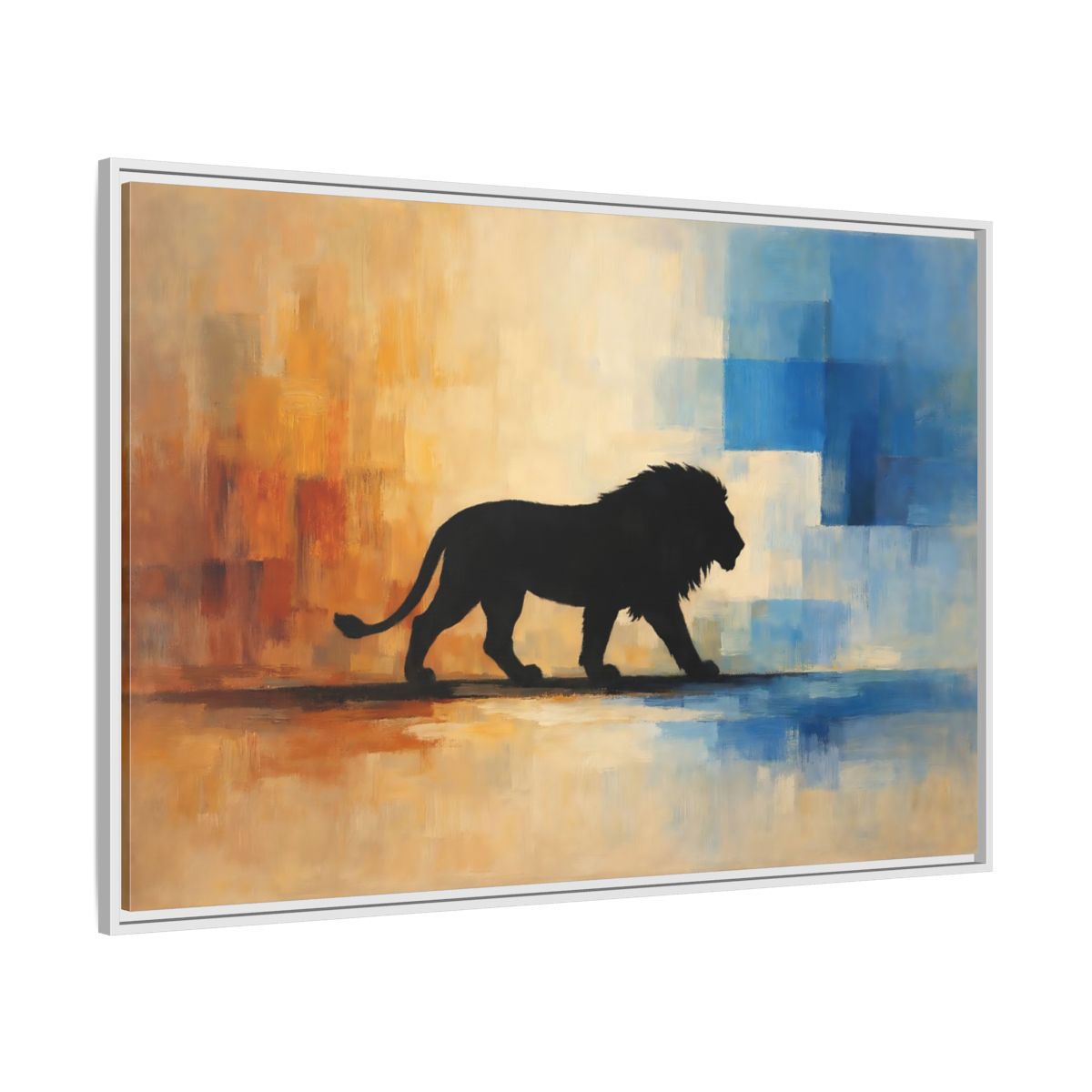 Side Mockup 7. Animals Lion Silhouette Abstract Lion Art shown as stretched canvas wall art