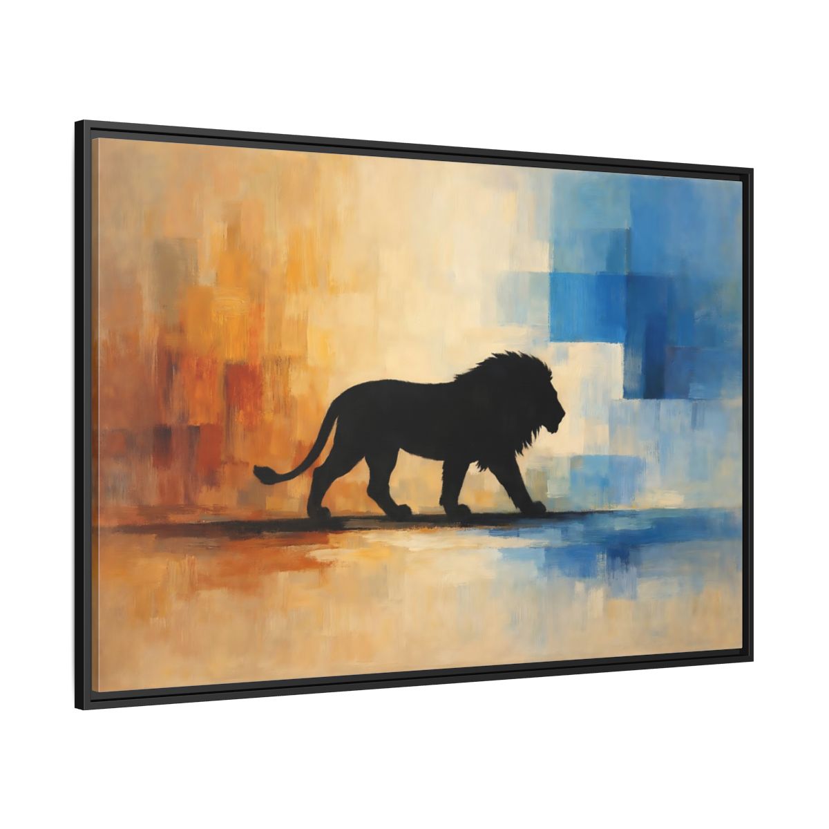 Side Mockup 12. Animals Lion Silhouette Abstract Lion Art shown as stretched canvas wall art